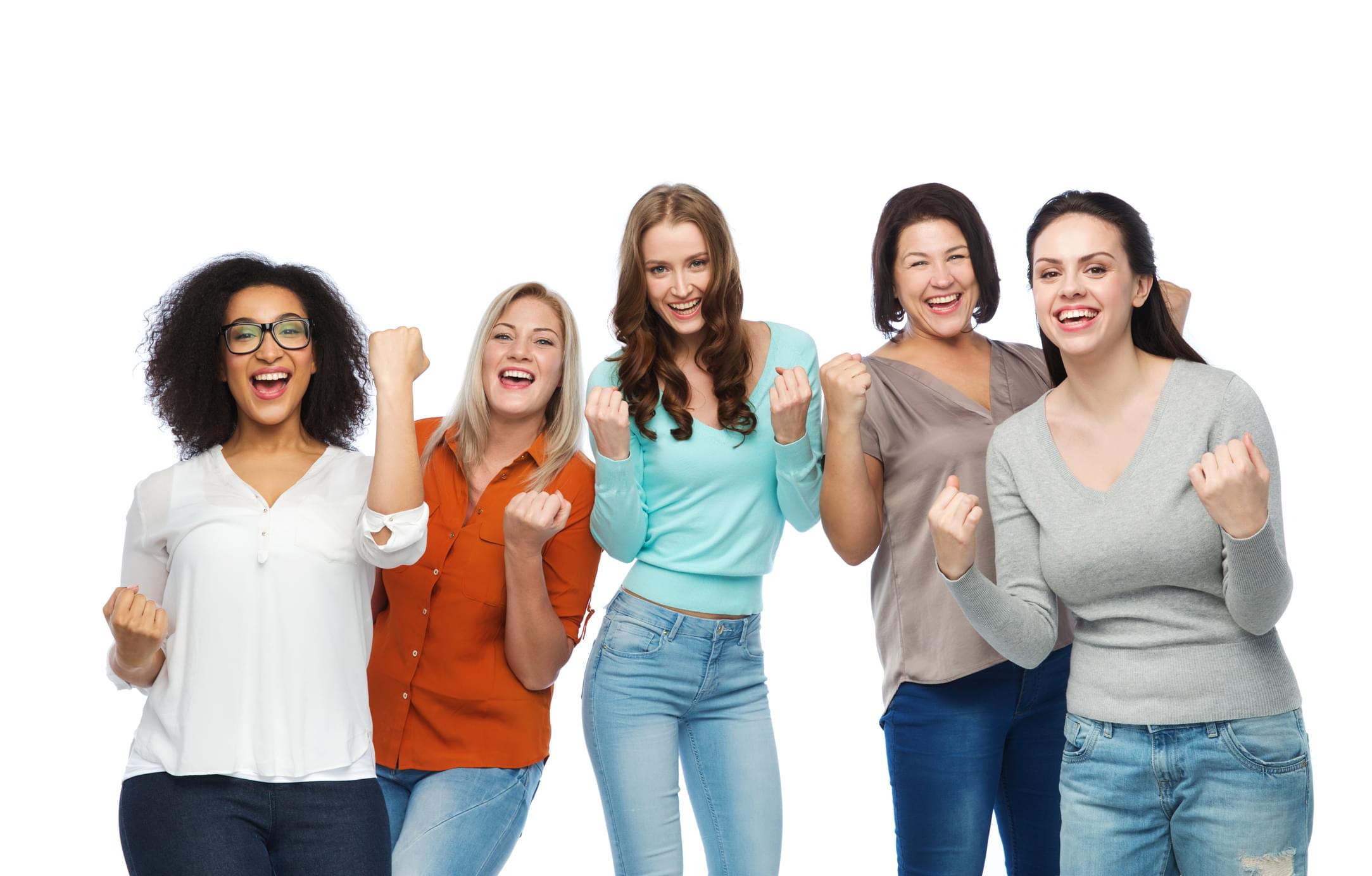 Group of happy women celebrating healthy life